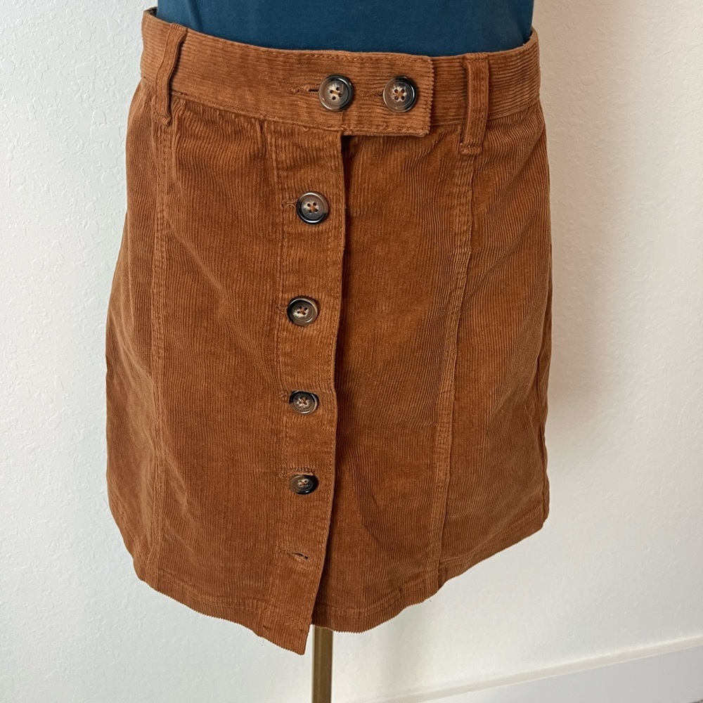 Corduroy Button Mini Skirt